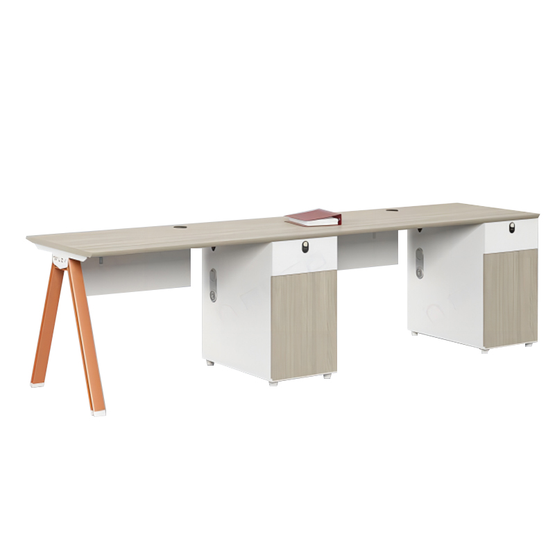 荣美盛 办公家具简约板式办公桌并排双人位2400*600*750mm 张 橙色