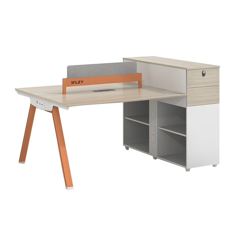 荣美盛 办公家具简约板式办公桌双人位1600*1240*750mm 张 橙色