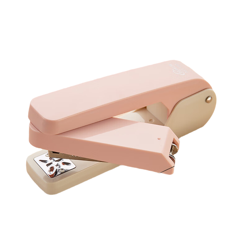 三年二班 360度可旋转订书机学生用大号家用中缝订书器装订机多功能省力自动订厚书钉书机/个 莫兰迪粉色