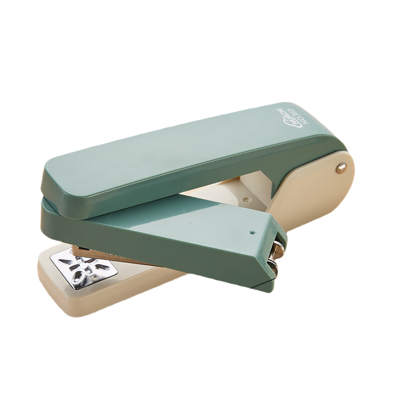 三年二班 360度可旋转订书机学生用大号家用中缝订书器装订机多功能省力自动订厚书钉书机/个 莫兰迪蓝色