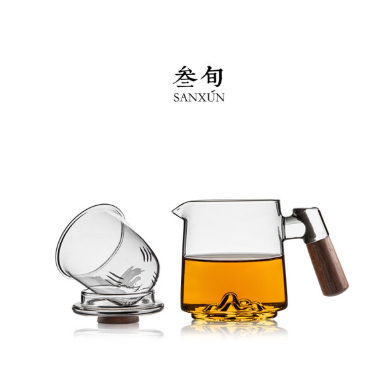 叁旬叁旬 远山玻璃泡茶壶透明泡茶器套装茶壶茶水分离耐热高温 远山泡茶壶【透明色】（单位：个） 无色