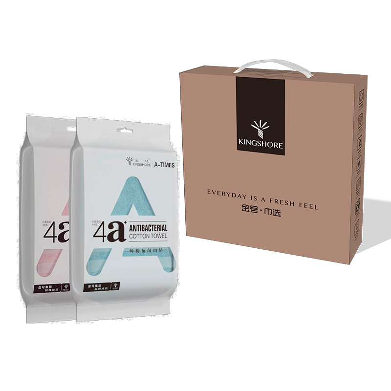 金号（KING SHORE）双条毛巾盒装 AT008-3 纯棉 60*30cm（单位：盒） 红蓝混色