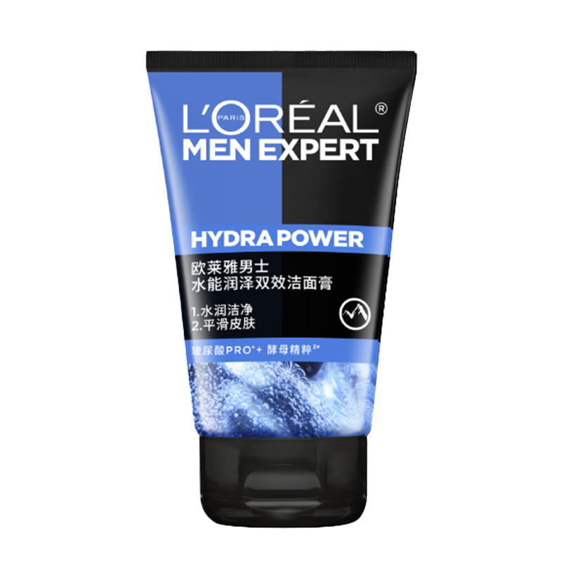 欧莱雅男士水能润泽双效洁面膏100ml/瓶 蓝色