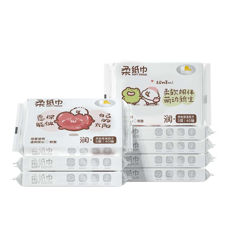 凯儿得乐软萌TOBY系列保湿柔纸巾【8提/箱】 白色