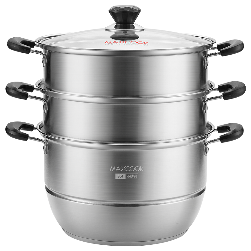 美厨（maxcook）雅致系列304不锈钢复底蒸锅28cm MCDS-2578（单位：个） 不锈钢色