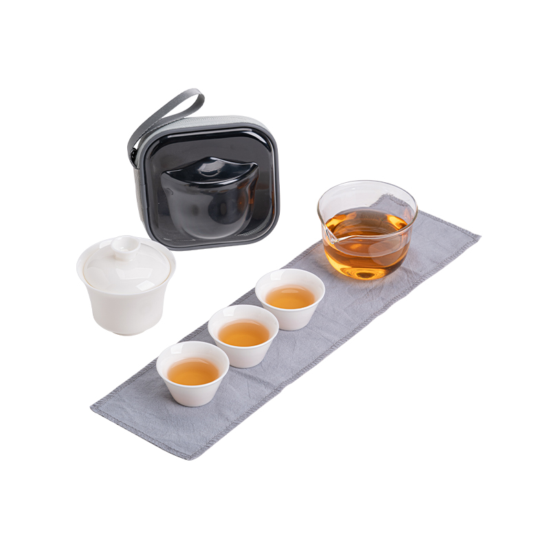苏氏陶瓷（SUSHI CERAMICS）J0795旅行茶具中国白快客杯便捷装（单位：套） 白色
