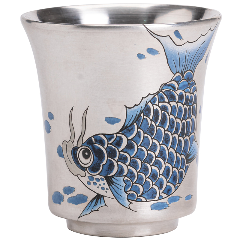 苏氏陶瓷（SUSHI CERAMICS）J0815鎏银茶杯银龙鱼非遗大师郑文强闻香杯（单位：个） 银色