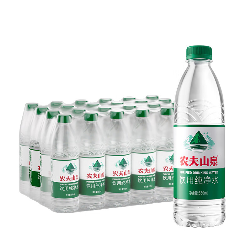 农夫山泉 饮用纯净水 550ml*24瓶 整提装 绿色