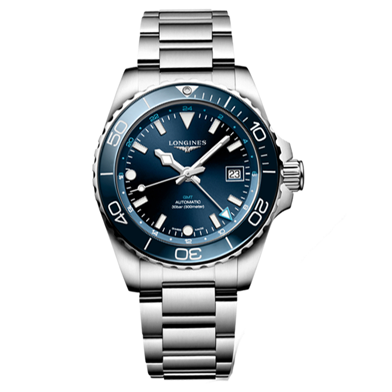 浪琴Longines 康卡斯潜水系列GMT机械钢带手表男表 L3.790.4.96.6（单位1块） 蓝色