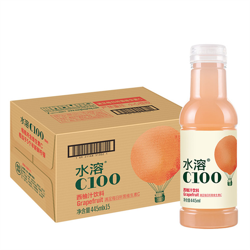 农夫山泉 水溶C100西柚汁饮料445ml*15入纸箱装 粉色