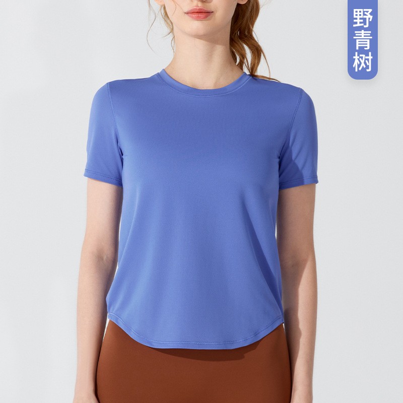 唯卡洛 运动速干衣新款短袖宽松跑步轻薄透气T恤弹力健身服瑜伽上衣外穿24077 单位：件 野青树 S