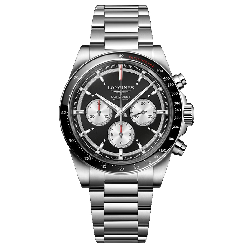 浪琴Longines 康卡斯系列悦动 机械钢带男表 L3.835.4.52.6（单位1块） 黑色