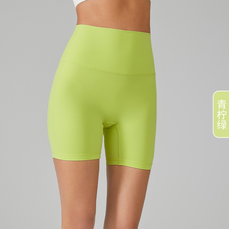 唯卡洛 紧身运动短裤瑜伽健身三分裤无尺码高腰裸感高弹透气速干打底裤24078 单位：件 青柠绿 均码