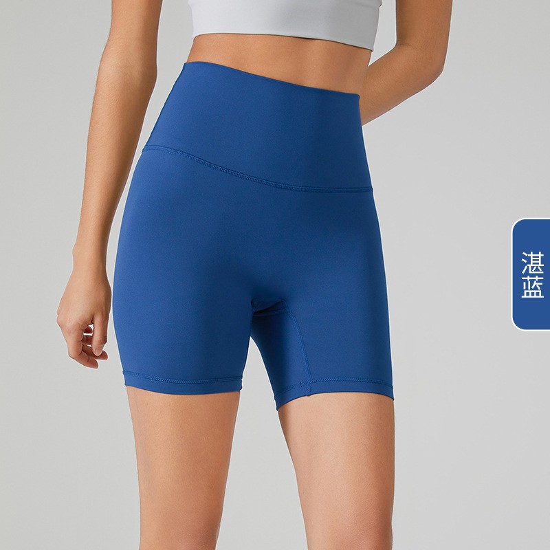 唯卡洛 紧身运动短裤瑜伽健身三分裤无尺码高腰裸感高弹透气速干打底裤24078 单位：件 湛蓝色 均码