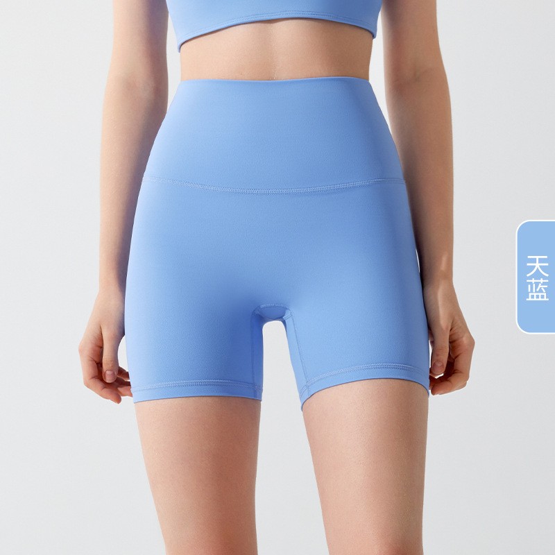 唯卡洛 紧身运动短裤瑜伽健身三分裤无尺码高腰裸感高弹透气速干打底裤24078 单位：件 天蓝色 均码