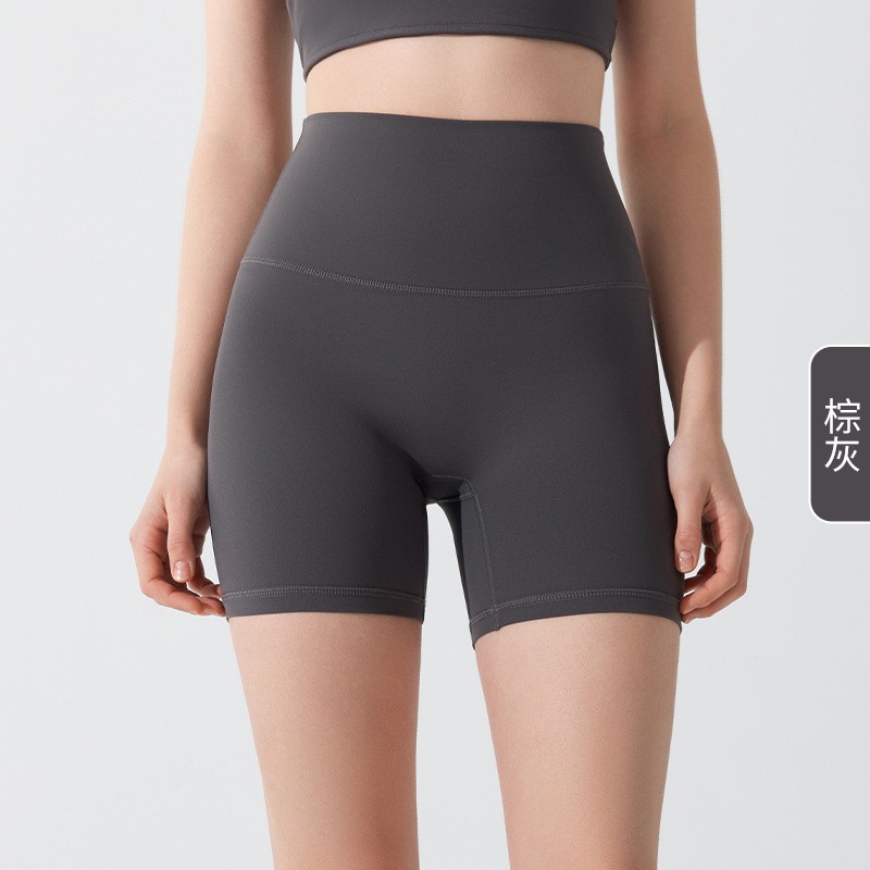 唯卡洛 紧身运动短裤瑜伽健身三分裤无尺码高腰裸感高弹透气速干打底裤24078 单位：件 棕灰色 均码