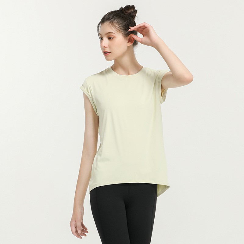 唯卡洛 跑步速干衣气质运动服T恤时尚瑜伽服性感美背健身服休闲外穿透气24080 单位：件 精华绿 S