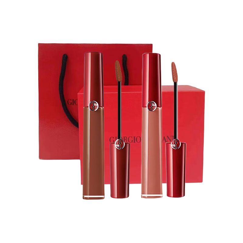 阿玛尼双支红管唇釉200色号+214色号6.5ml+6.5ml(单位：套）礼盒随机发 枫叶色