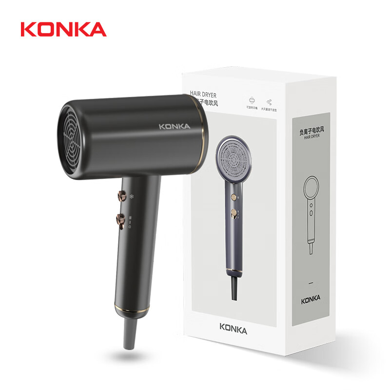 康佳（KONKA） KCFJ-18001(DS01) 1800W 电吹风 黑色（单位：个）