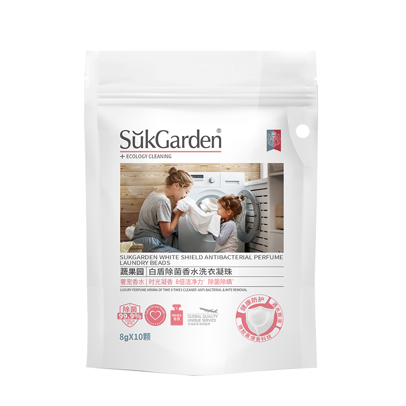 SukGarden蔬果园白盾除菌香水洗衣凝珠-10颗（袋装） 白色