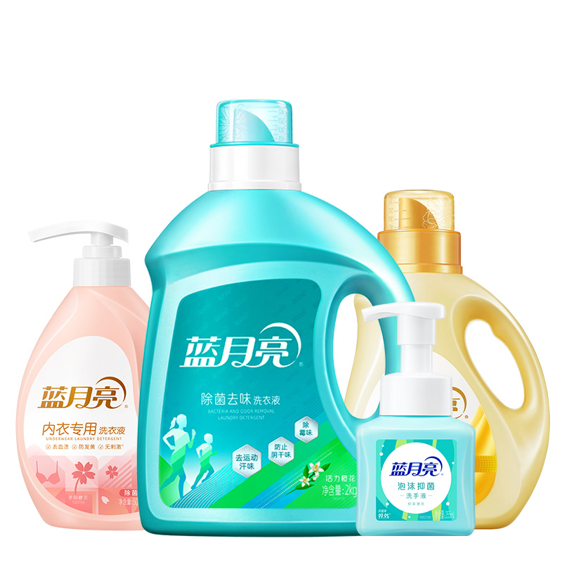 蓝月亮 洗衣液2kg内衣洗500g柔顺剂1kg泡沫洗手液255g 80003332 3.755kg四件套 混色（单位：套）