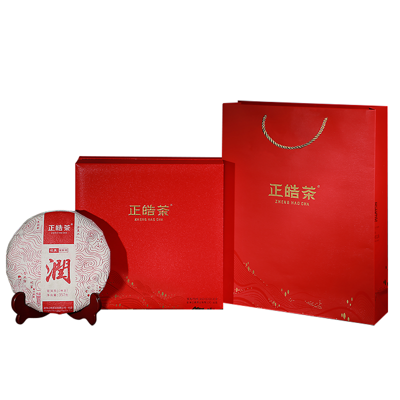 正皓茶 普洱熟茶 润 云南大树普洱熟茶饼357g 礼盒装送礼佳品 无色