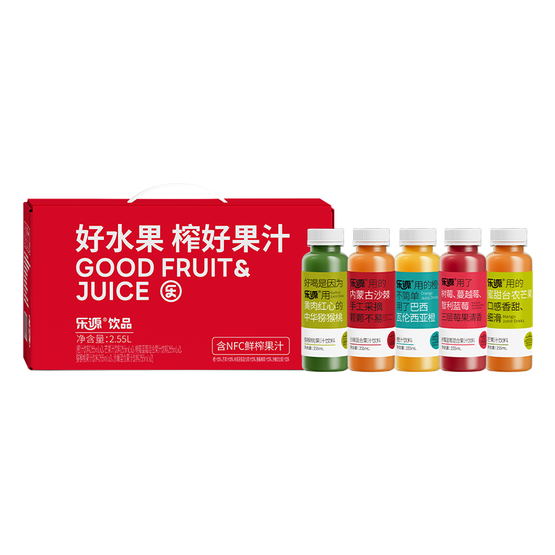 乐源 水蜜桃汁8瓶+混合果汁10瓶礼盒 组合装/箱 白色