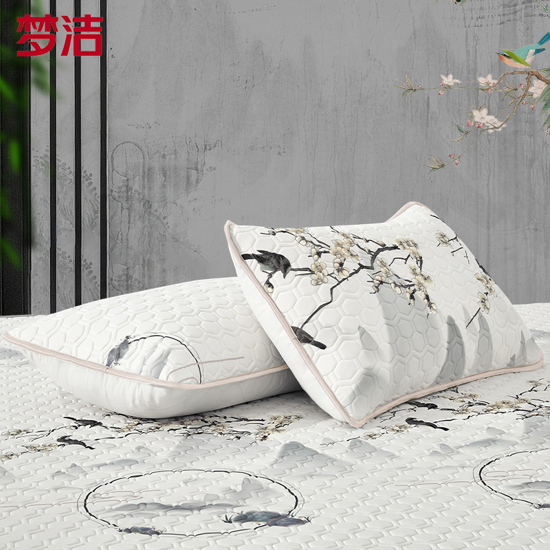 梦洁喜上梅梢 乳胶绗绣对枕（2个装）1010389035（单位：对） 本白色