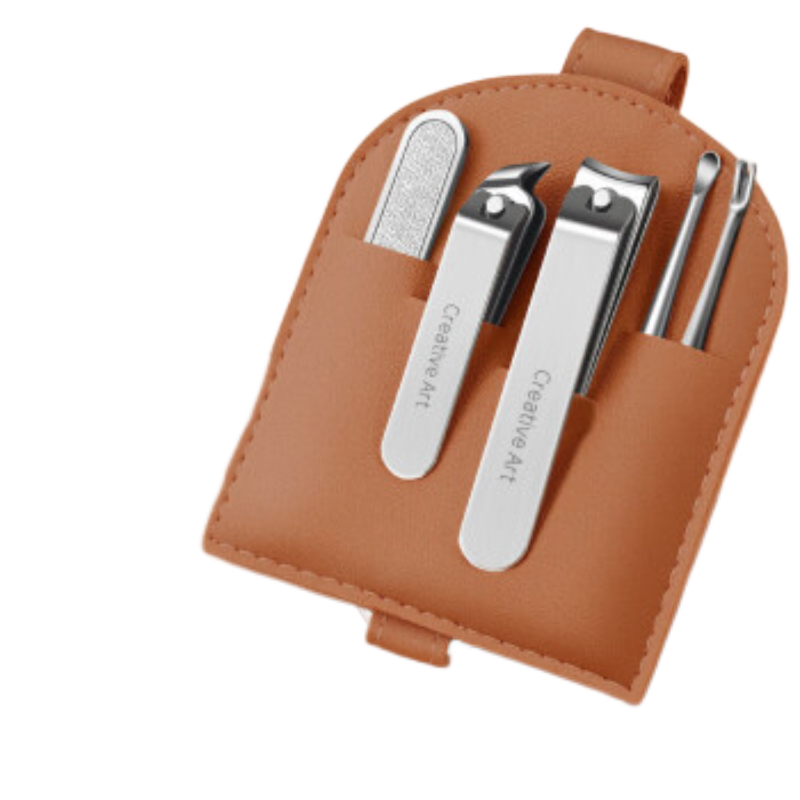 Creative Art 指甲刀棕色抽拉皮革5件套 单位：套  