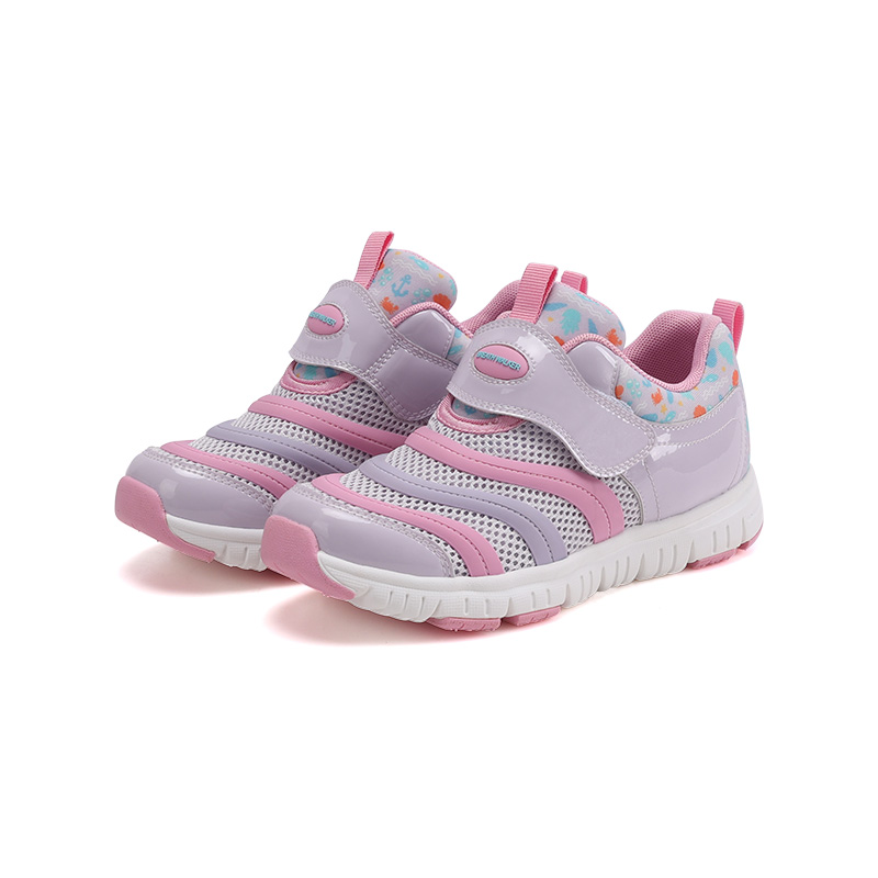 足行健按摩鞋男宝女宝毛毛虫防滑透气魔术贴免系带儿童机能鞋-宝贝计划 单位：双 浅紫/樱花粉 30