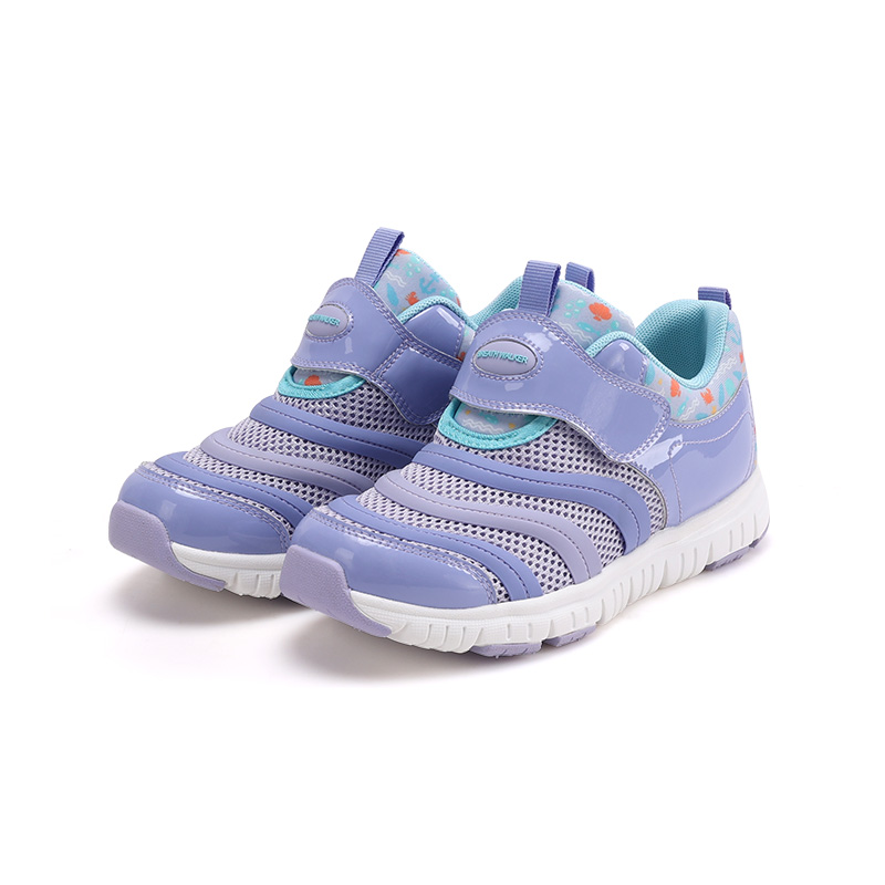 足行健按摩鞋男宝女宝毛毛虫防滑透气魔术贴免系带儿童机能鞋-宝贝计划 单位：双 紫色/浅紫色 30