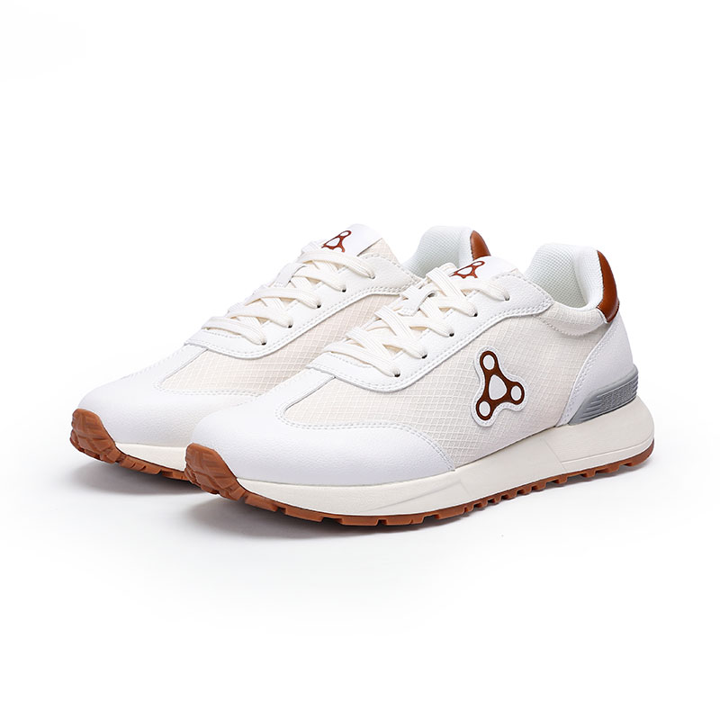 足行健按摩鞋足弓支撑春季阿甘鞋百搭休闲轻便拼色厚底情侣款鞋子-同甘共苦 单位：双 米白/棕色 44