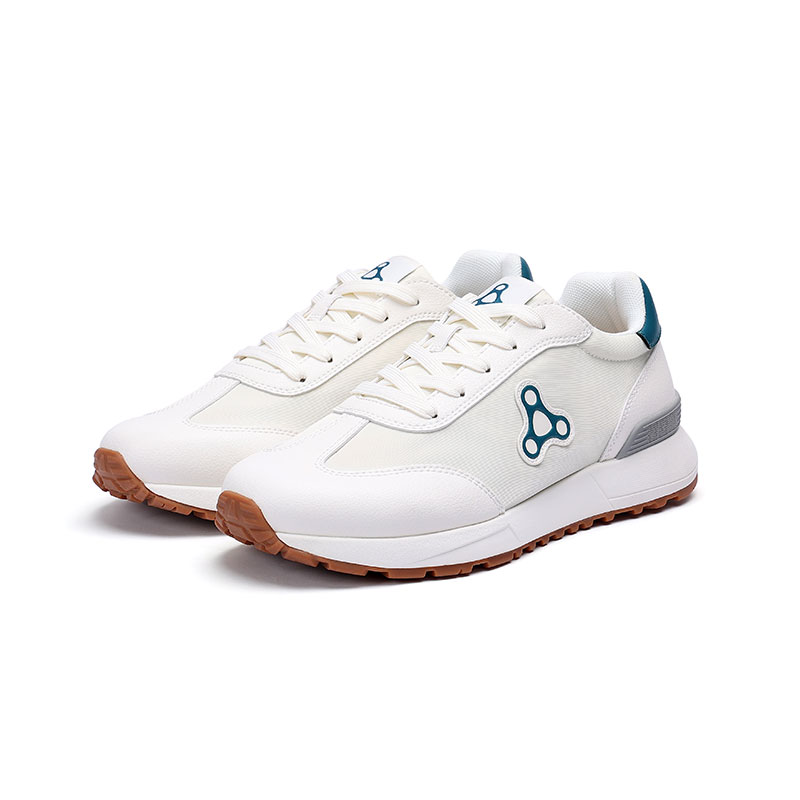 足行健按摩鞋足弓支撑春季阿甘鞋百搭休闲轻便拼色厚底情侣款鞋子-同甘共苦 单位：双 米白/孔雀绿 44