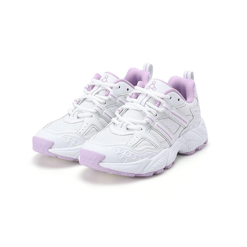 足行健按摩鞋足弓支撑春季青中年网面透气情侣款运动鞋-耳目一新 单位：双 白/浅紫 40