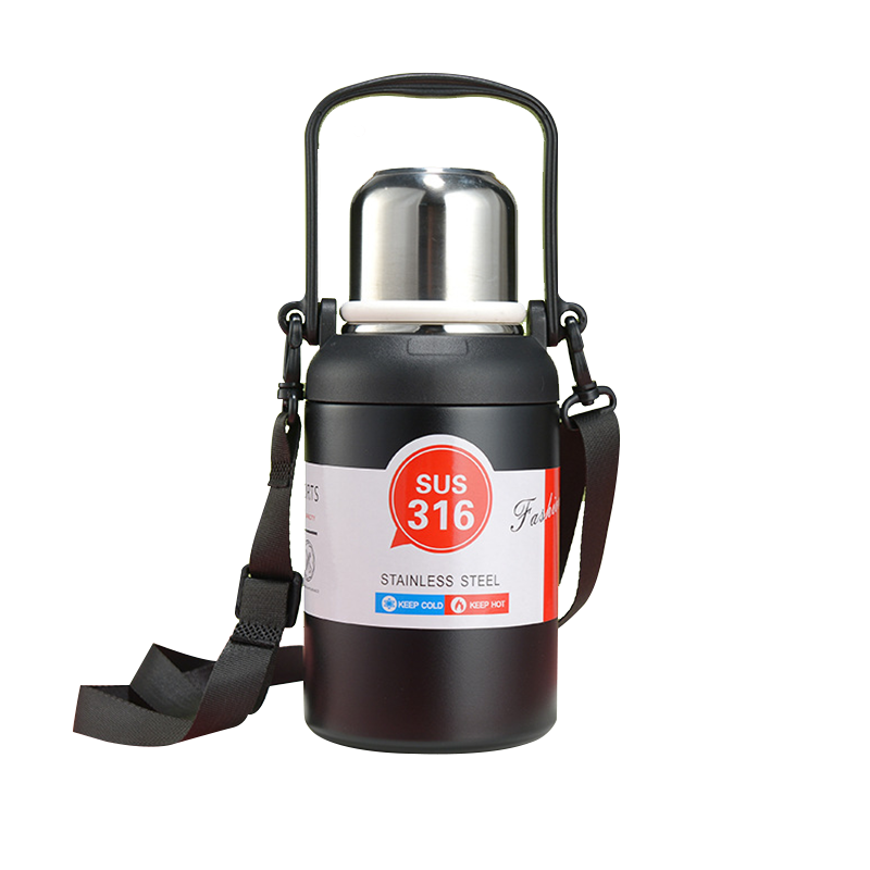 上亨保温壶316不锈钢大容量暖壶保温瓶车载真空水壶户外旅行壶 SHZH-BWH001 1.3L/个 绅士黑