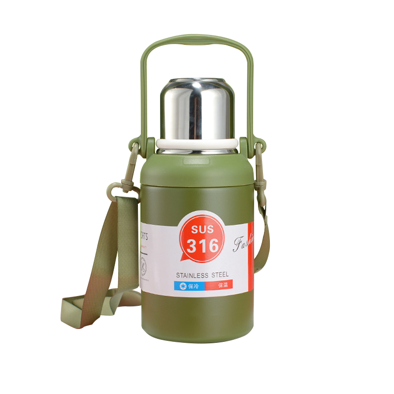 上亨保温壶316不锈钢大容量暖壶保温瓶车载真空水壶户外旅行壶 SHZH-BWH001 1.3L/个 橄榄绿