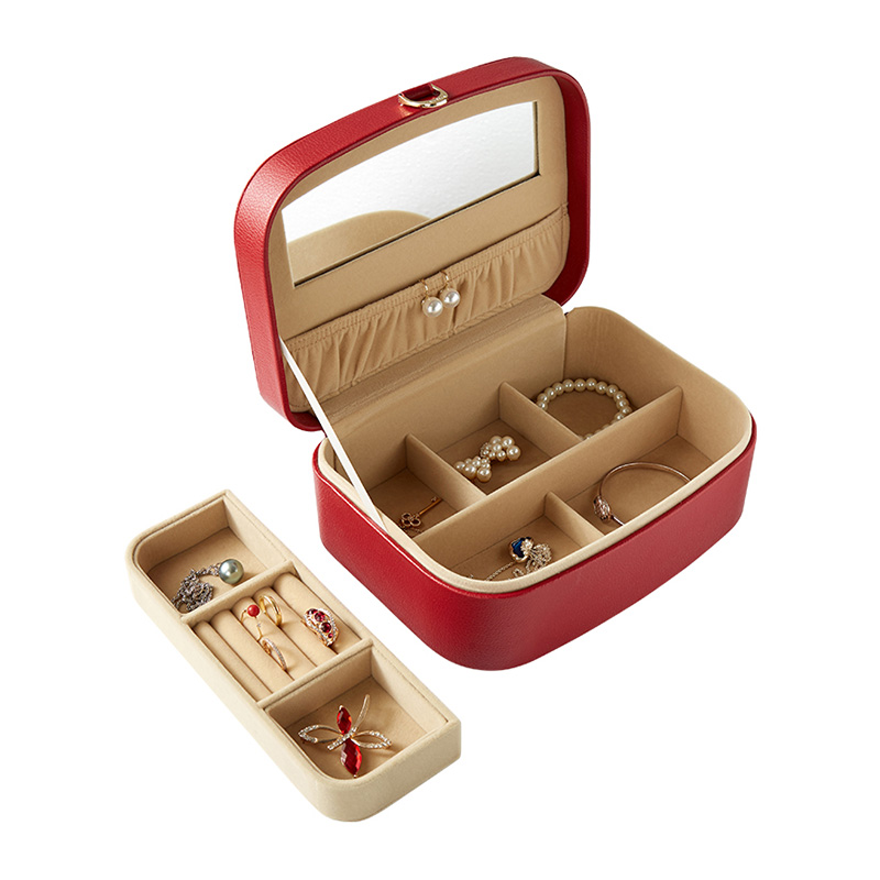 多样屋荔枝纹首饰盒-中号 23*18*9.5cm（单位：只） 红色