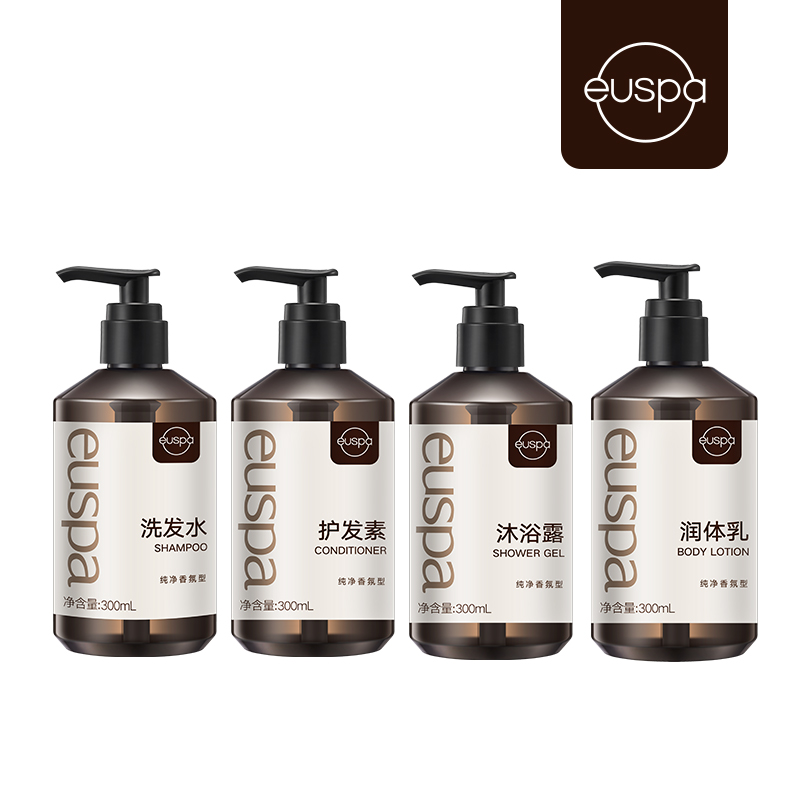自然堂euspa闻花听雨洗护沐润组合300mL*4（单位：瓶） 曜石黑