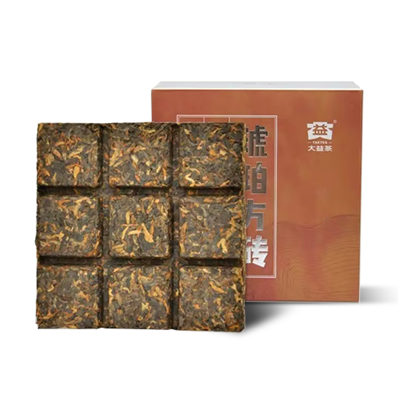 大益茶叶 普洱砖茶 琥珀方砖  自饮口粮茶 单片装60g*4 片/盒 熟茶