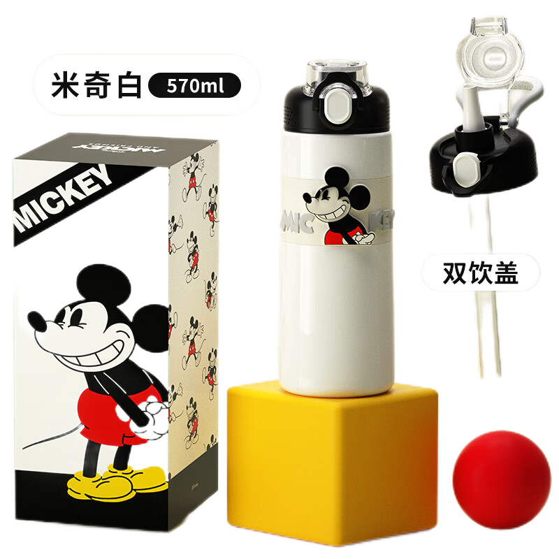 迪士尼（Disney）儿童保温杯食品级316双饮杯570ML HM3480(单位：个） 白色