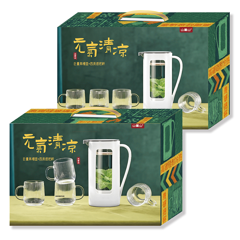 山重山元气清凉巨量高硼硅壶四质感把杯（单位：套） 白色