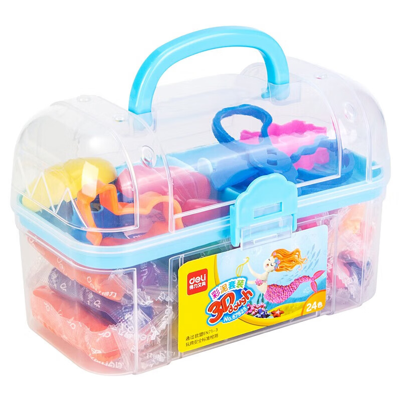 得力67825_24色宝箱彩泥(粉色)(筒) 24色