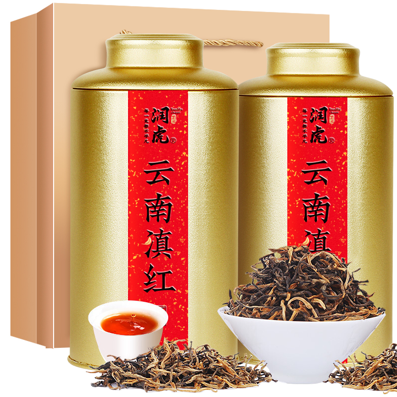 润虎 聚茶金罐滇红 500g 聚茶金罐滇红功夫红茶 金色（单位：罐）