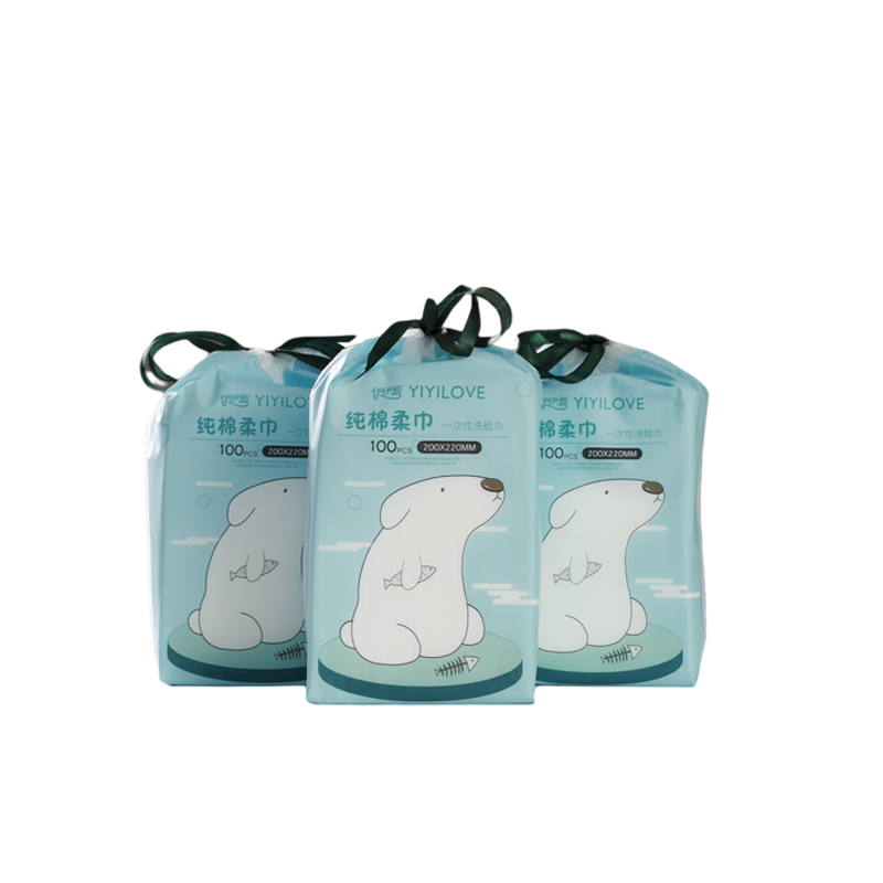 伊伊爱M01900011-4干湿两用立体珍珠纹洗脸巾100抽4包装 钢琴白