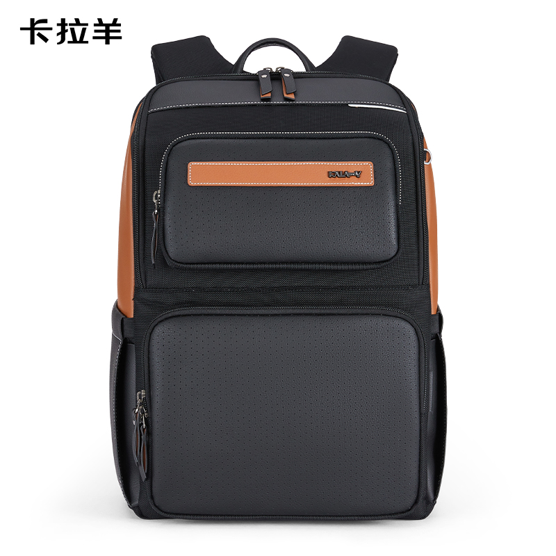 卡拉羊减震气囊立体防下坠大容量商务电脑双肩包(单位：个） 棕色