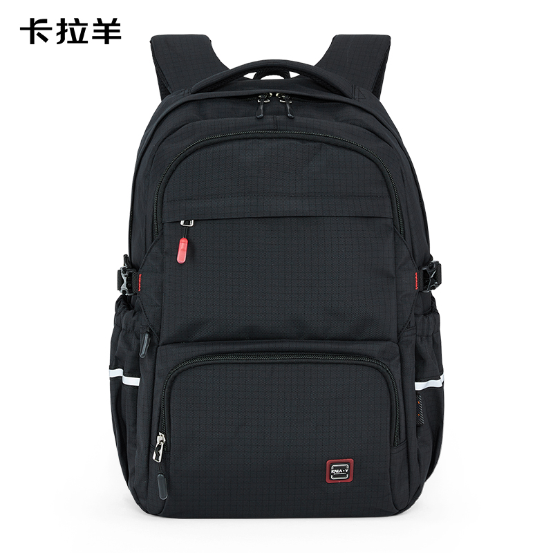 卡拉羊格调系列3维防下坠减负大容量多隔层休闲双肩包（单位：个） 黑色