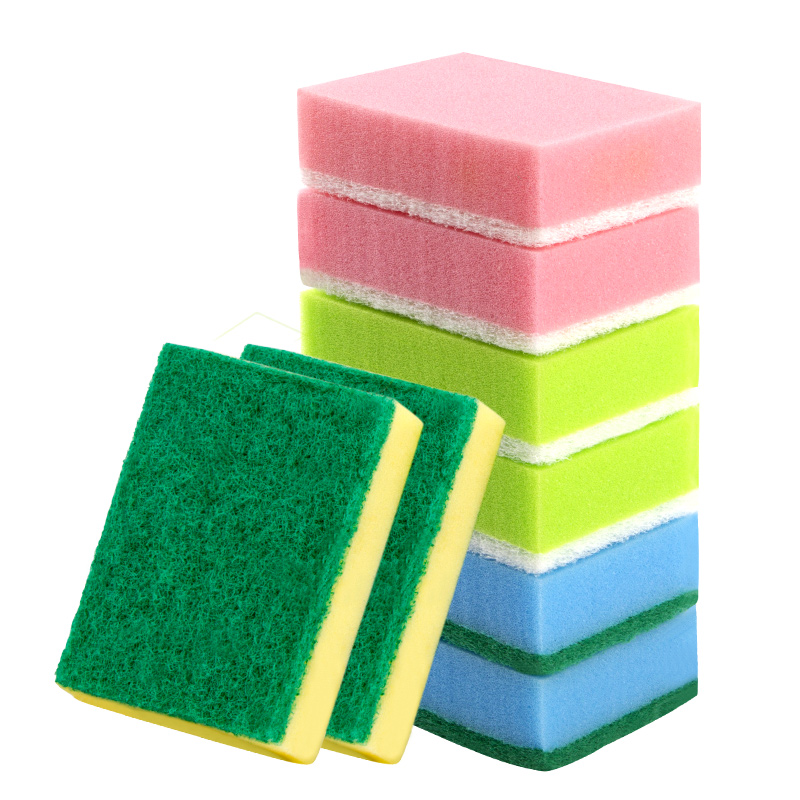 世家 21303海绵擦10*7*3cm*8片 高弹海绵 双面双效 多功能海绵百洁布8片装（单位：包） 黄色
