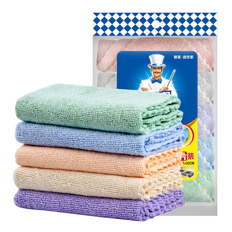 世家 21700抹布32*32cm*5片装 布面柔软 吸水效果好易冲洗 多用超纤抹布（单位：包） 混色