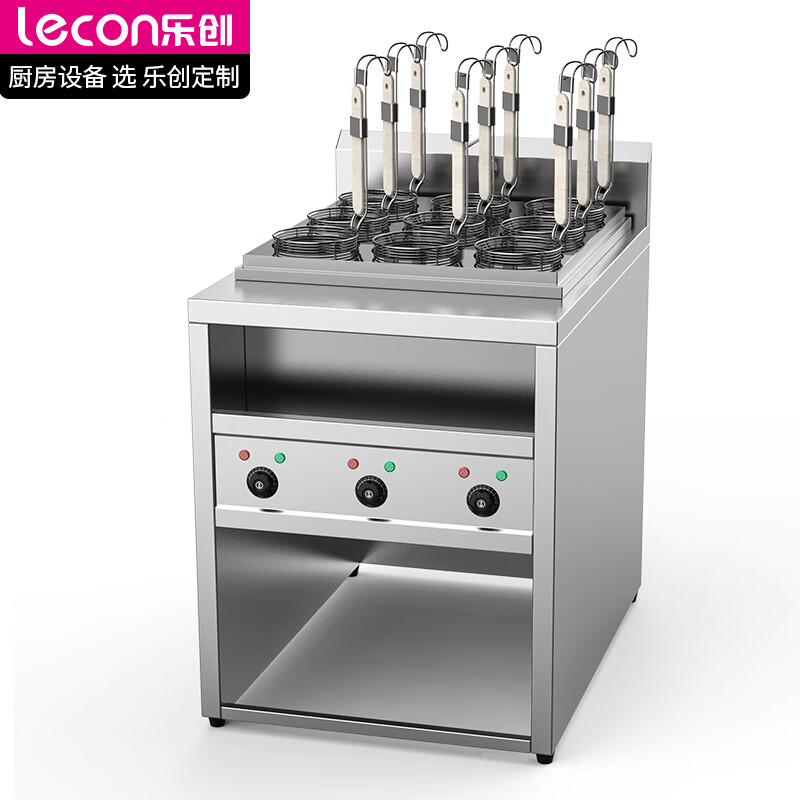 乐创（lecon）煮面炉不锈钢立式 商用电热麻辣烫保温加热汤粉面关东煮九头电煮炉 LC-CY-9A台 不锈钢色