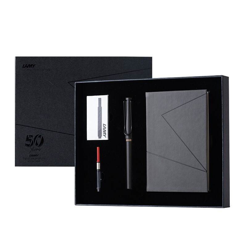 凌美（LAMY）钢笔签字笔 套装德国进口 狩猎系列 笔记本礼盒 磨砂黑 F0.7mm 曜石黑